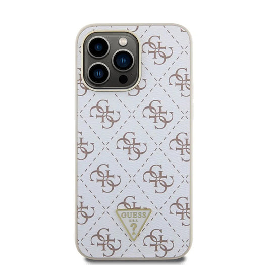 Case for Apple iPhone 16 Pro, Guess, 4G Triangle Logo, White
