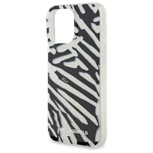 Case for Apple iPhone 16 Pro, Karl Lagerfeld, IML Luxury Zebra Pattern with Strap, Black