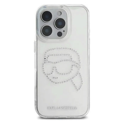 Case for Apple iPhone 16 Pro, Karl Lagerfeld, IML Rhinestones Karl's Head, Transparent