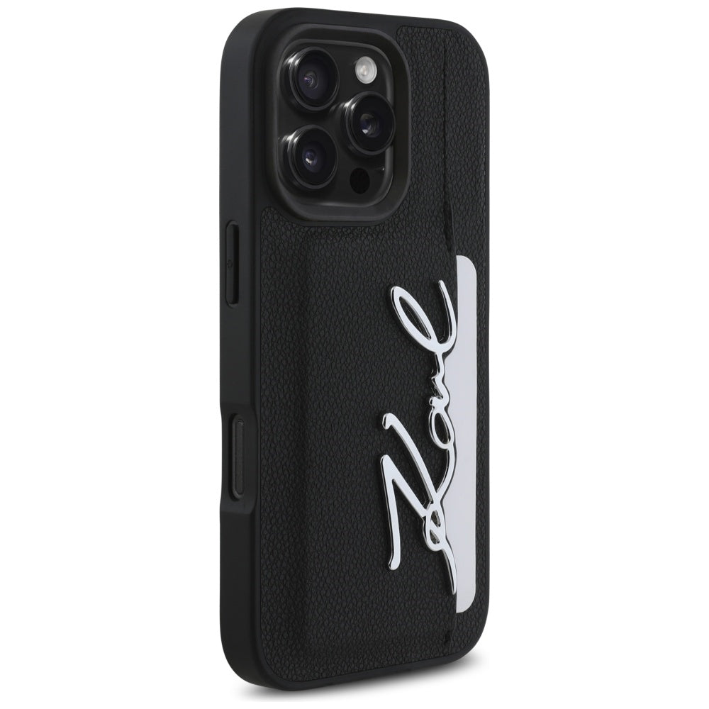 Case for Apple iPhone 16 Pro, Karl Lagerfeld, Metal Signature, Black