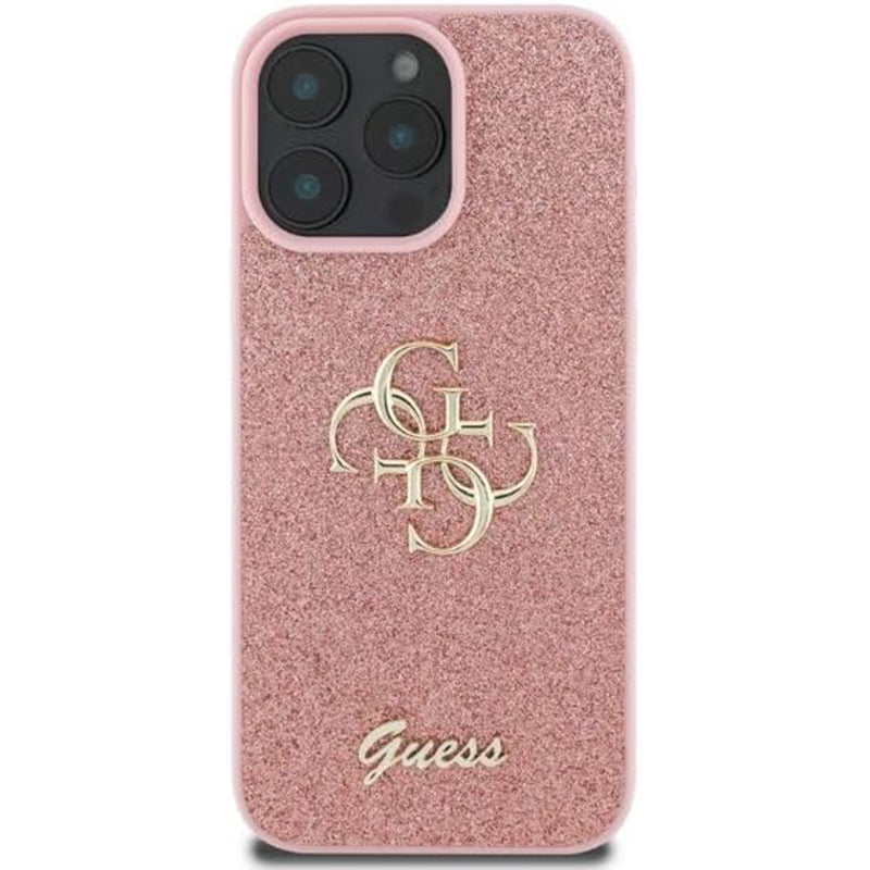Case for Apple iPhone 16 Pro Max, Guess, Fixed Glitter Big 4G, Pink