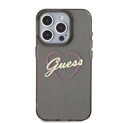 Case for Apple iPhone 16 Pro Max, Guess, IML Heart, Black