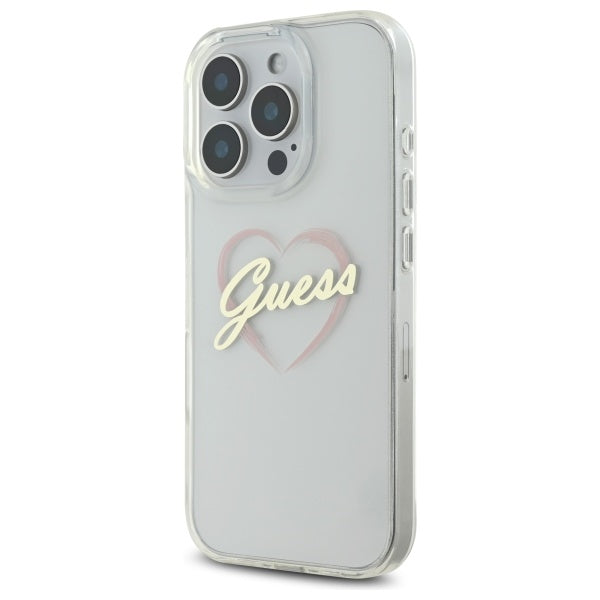 Case for Apple iPhone 16 Pro Max, Guess, IML Heart, Transparent