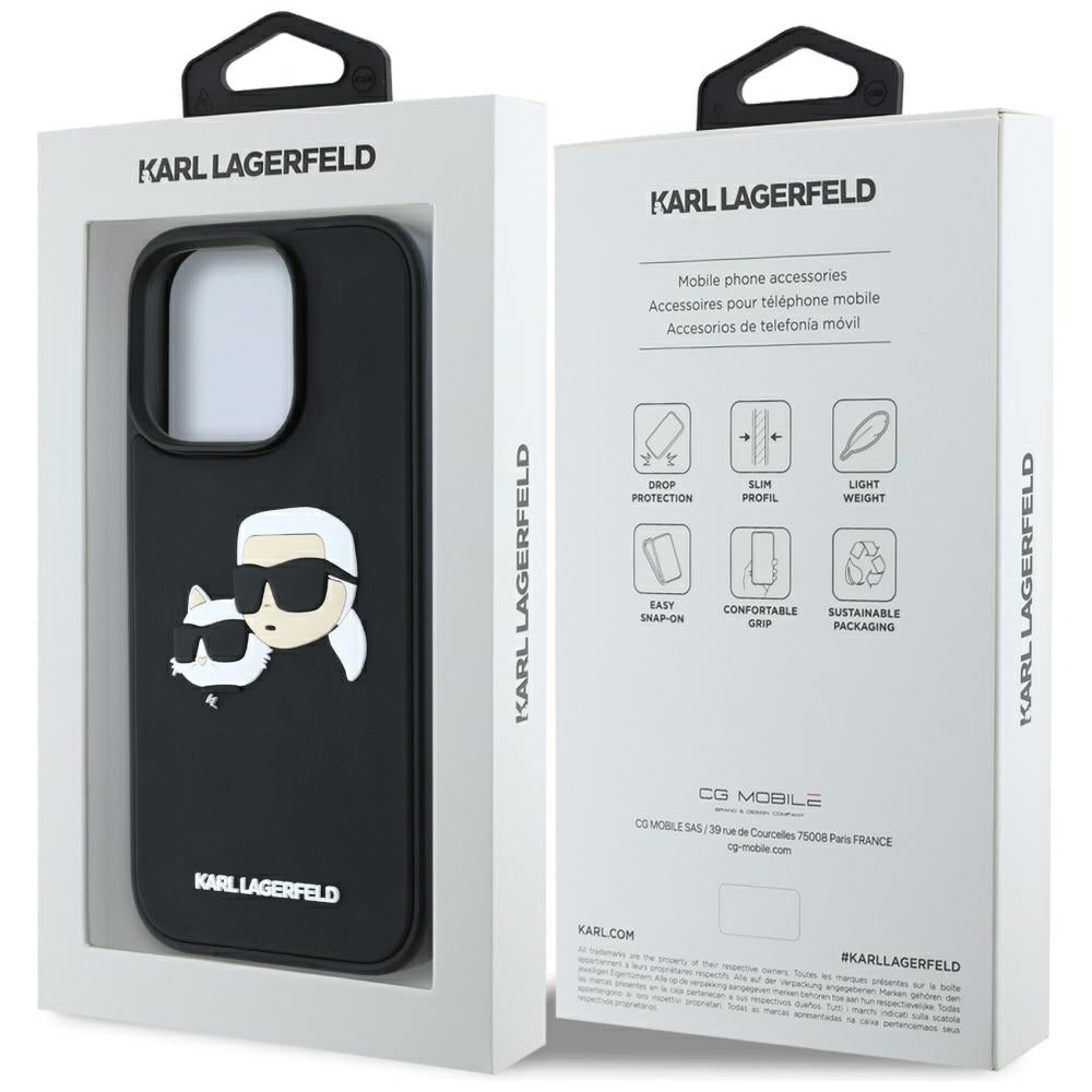 Case for Apple iPhone 16 Pro Max, Karl Lagerfeld, 3D Rubber Karl & Choupette, Black