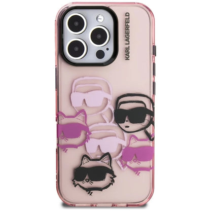 Case for Apple iPhone 16 Pro Max, Karl Lagerfeld, IML Luxury Multi Head Pattern, Pink