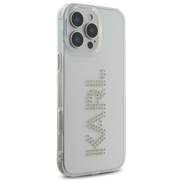 Case for Apple iPhone 16 Pro Max, Karl Lagerfeld, IML Rhinestones Transparent Logo, Transparent