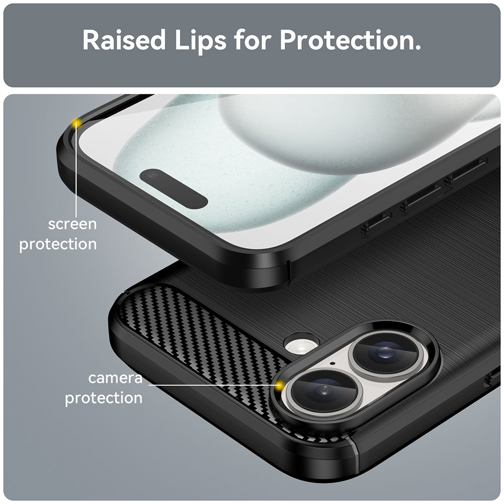 Case for Apple iPhone 16, Techsuit, Carbon, Black