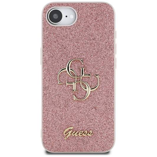 Case for Apple iPhone 16e, Guess, Fixed Glitter Big 4G, Pink