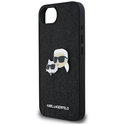 Case for Apple iPhone 17e / 16e, Karl Lagerfeld, Glitter Fixed Karl & Choupette's Heads, Black