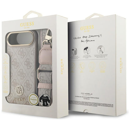 Case for Apple iPhone 17 Air, Guess, 4G Strass Logo and Big Strap, Pink
