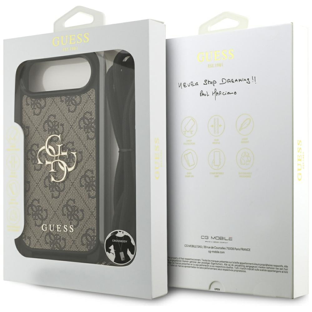Case for Apple iPhone 17 Air, Guess, Crossbody Cord 4G Big Logo, Brown