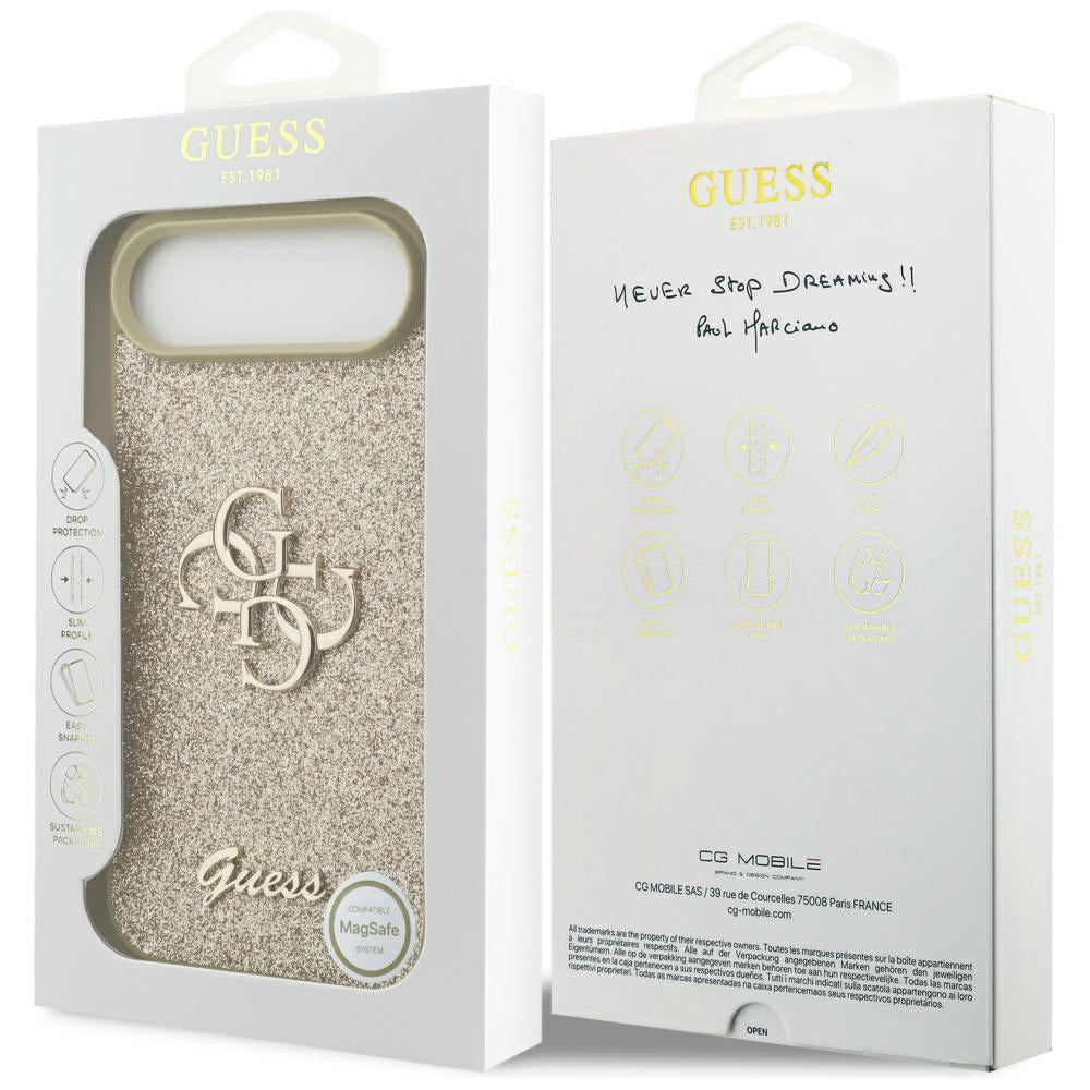 Case for Apple iPhone 17 Air, Guess, Fixed Glitter Big 4G, Gold