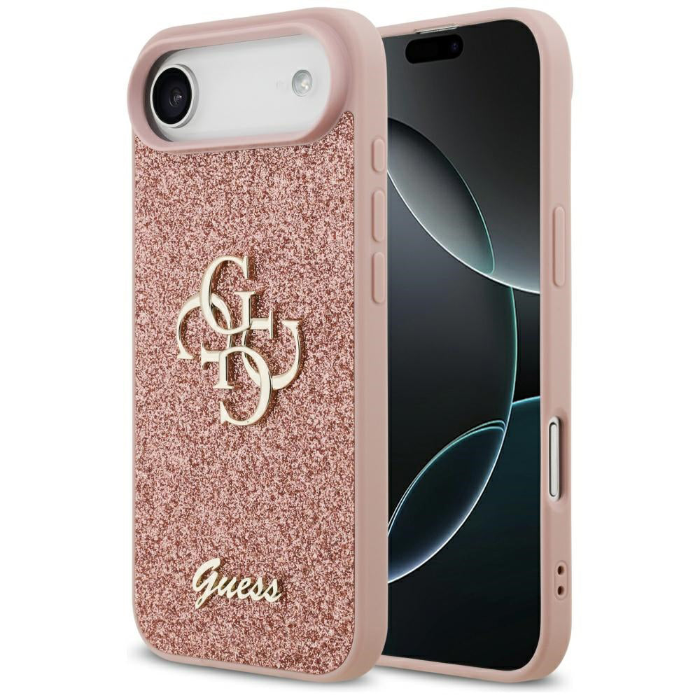 Case for Apple iPhone 17 Air, Guess, Fixed Glitter Big 4G, Pink