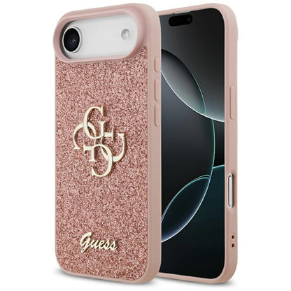 Case for Apple iPhone 17 Air, Guess, Fixed Glitter Big 4G, Pink