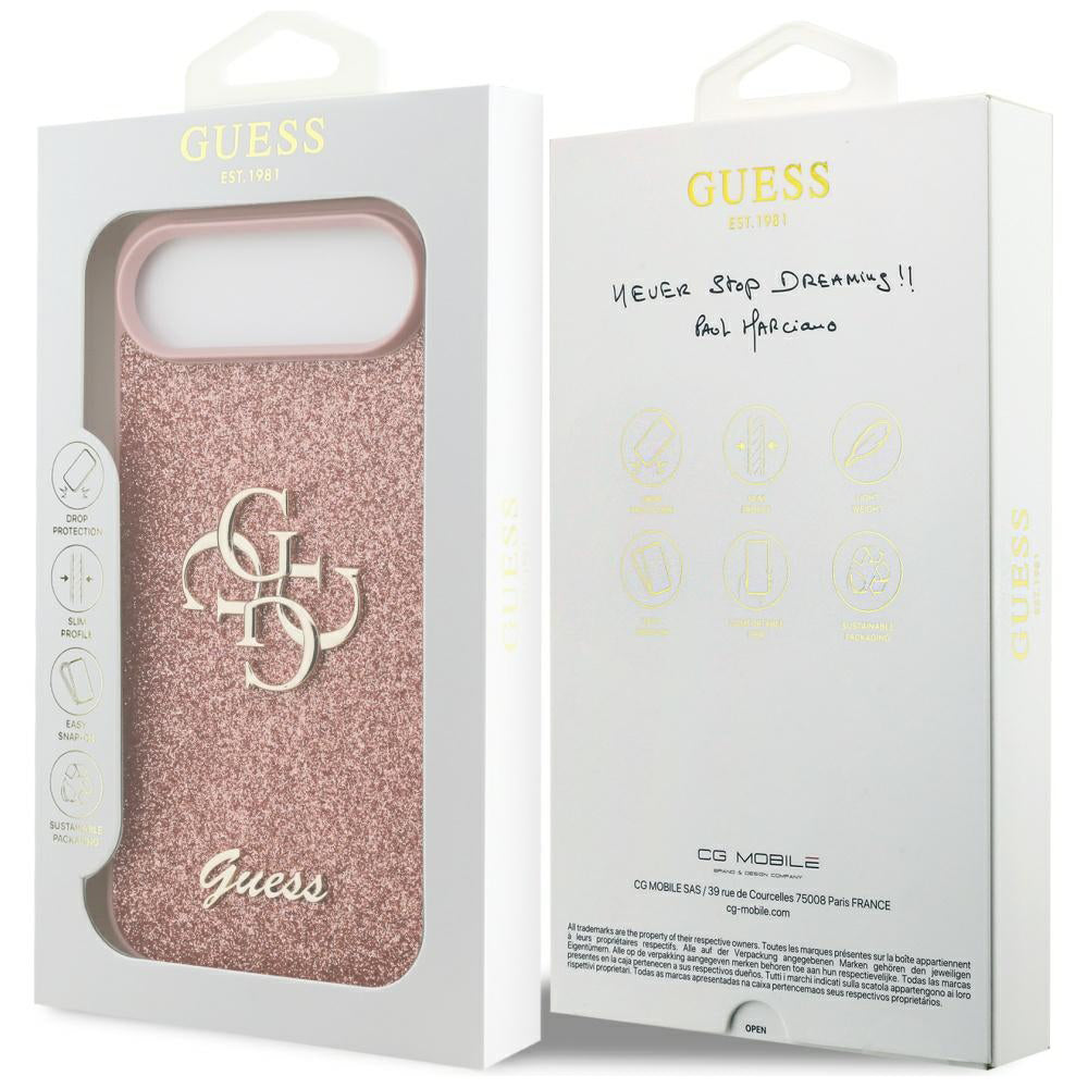 Case for Apple iPhone 17 Air, Guess, Fixed Glitter Big 4G, Pink