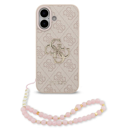 Case for Apple iPhone 17, Guess, 4G Classic Logo with Strap, Pink
