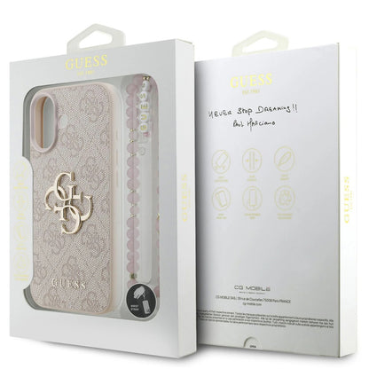 Case for Apple iPhone 17, Guess, 4G Classic Logo with Strap, Pink