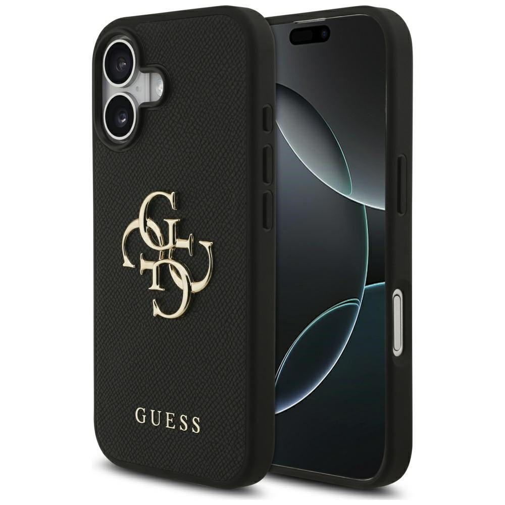 Case for Apple iPhone 17, Guess, 4G Grained Big and Classic Logo, Black