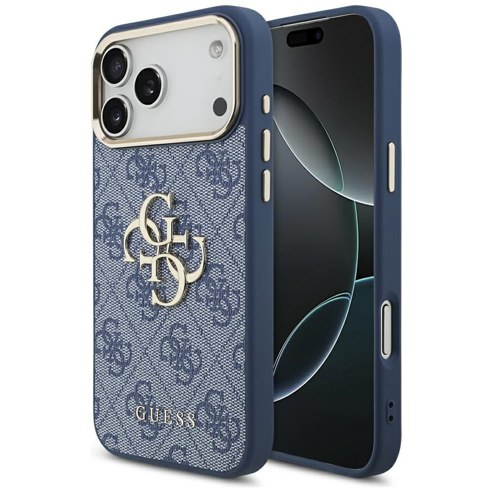 Case for Apple iPhone 17 Pro, Guess, Big 4G Logo Classic, Golden Blue