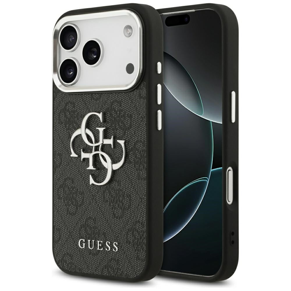 Case for Apple iPhone 17 Pro, Guess, Big 4G Logo Classic, Black Silver