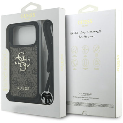 Case for Apple iPhone 17 Pro, Guess, Crossbody Cord 4G Big Log, Brown