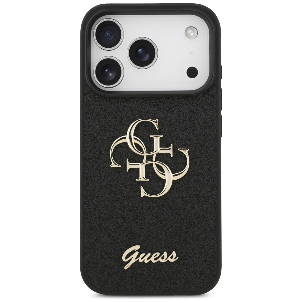Case for Apple iPhone 17 Pro, Guess, Fixed Glitter Big 4G, Black