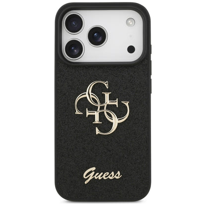 Case for Apple iPhone 17 Pro, Guess, Fixed Glitter Big 4G, Black