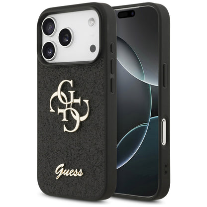 Case for Apple iPhone 17 Pro, Guess, Fixed Glitter Big 4G, Black