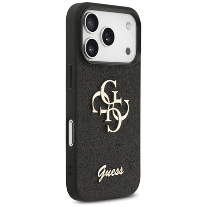 Case for Apple iPhone 17 Pro, Guess, Fixed Glitter Big 4G, Black