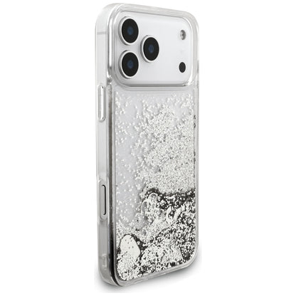 Case for Apple iPhone 17 Pro, Guess, Liquid Glitter Charms, Silver
