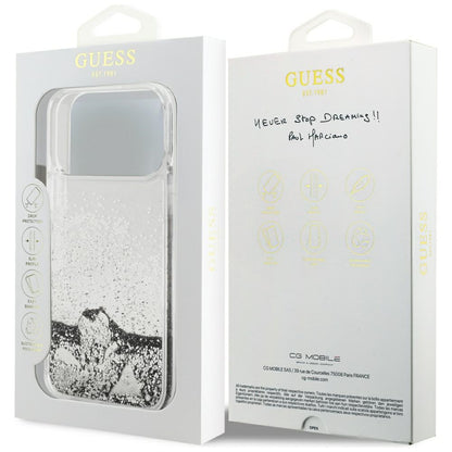 Case for Apple iPhone 17 Pro, Guess, Liquid Glitter Charms, Silver