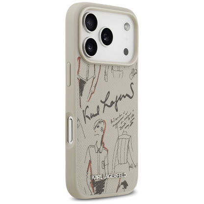 Case for Apple iPhone 17 Pro, Karl Lagerfeld, Grained Pattern Logo, Grey