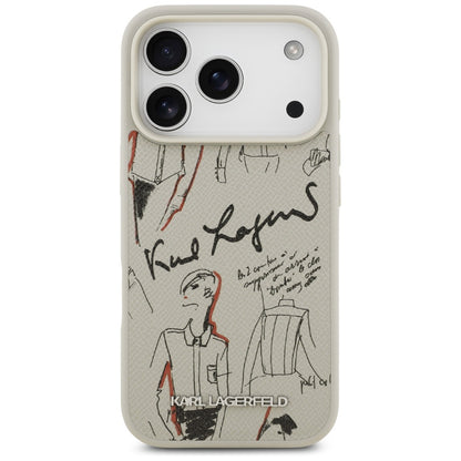 Case for Apple iPhone 17 Pro, Karl Lagerfeld, Grained Pattern Logo, Grey