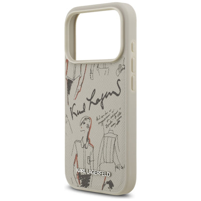 Case for Apple iPhone 17 Pro, Karl Lagerfeld, Grained Pattern Logo, Grey