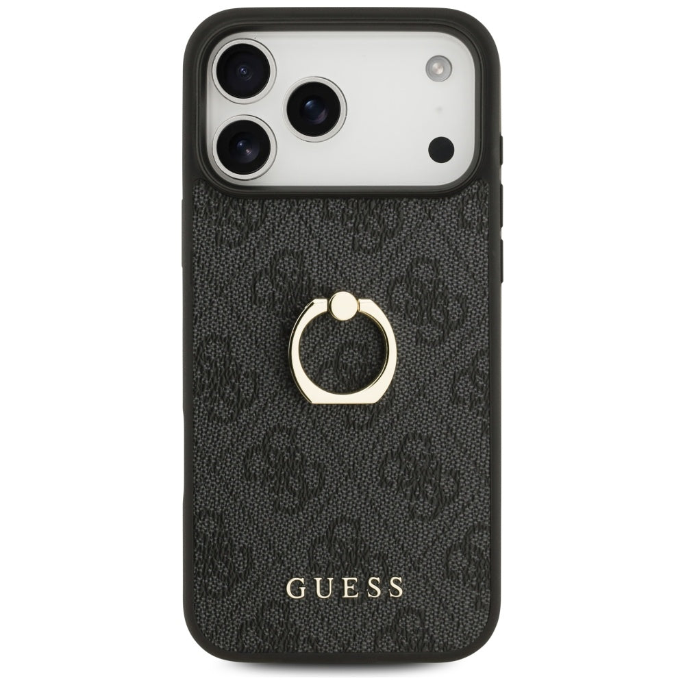 Case for Apple iPhone 17 Pro Max, Guess, 4G Ring Stand, Black