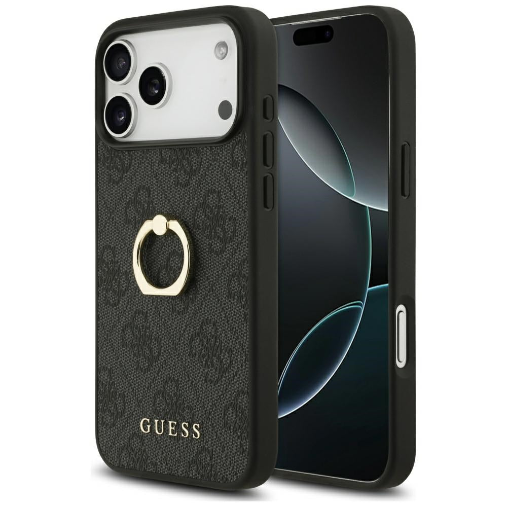 Case for Apple iPhone 17 Pro Max, Guess, 4G Ring Stand, Black