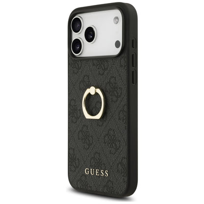 Case for Apple iPhone 17 Pro Max, Guess, 4G Ring Stand, Black