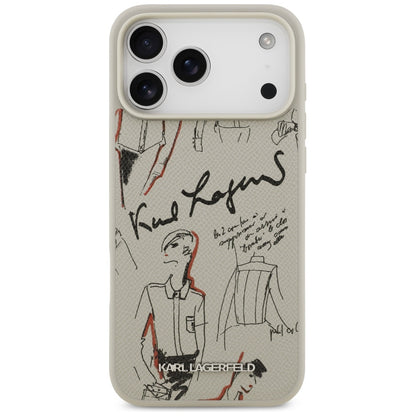 Case for Apple iPhone 17 Pro Max, Karl Lagerfeld, Grained Pattern Logo, Grey