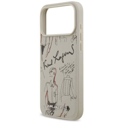 Case for Apple iPhone 17 Pro Max, Karl Lagerfeld, Grained Pattern Logo, Grey