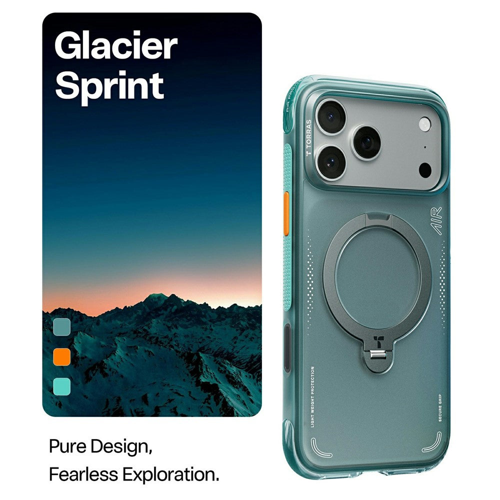 MagSafe Case for Apple iPhone 17 Pro, Torras, Ostand Spin Air, Green