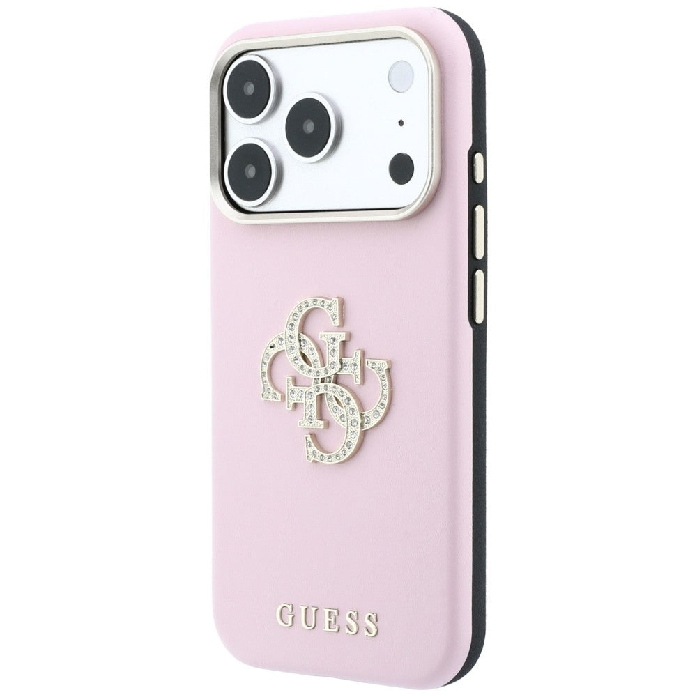 Case for Apple iPhone 18 Pro / 17 Pro, Guess, Smooth Big Strass Logo, Pink