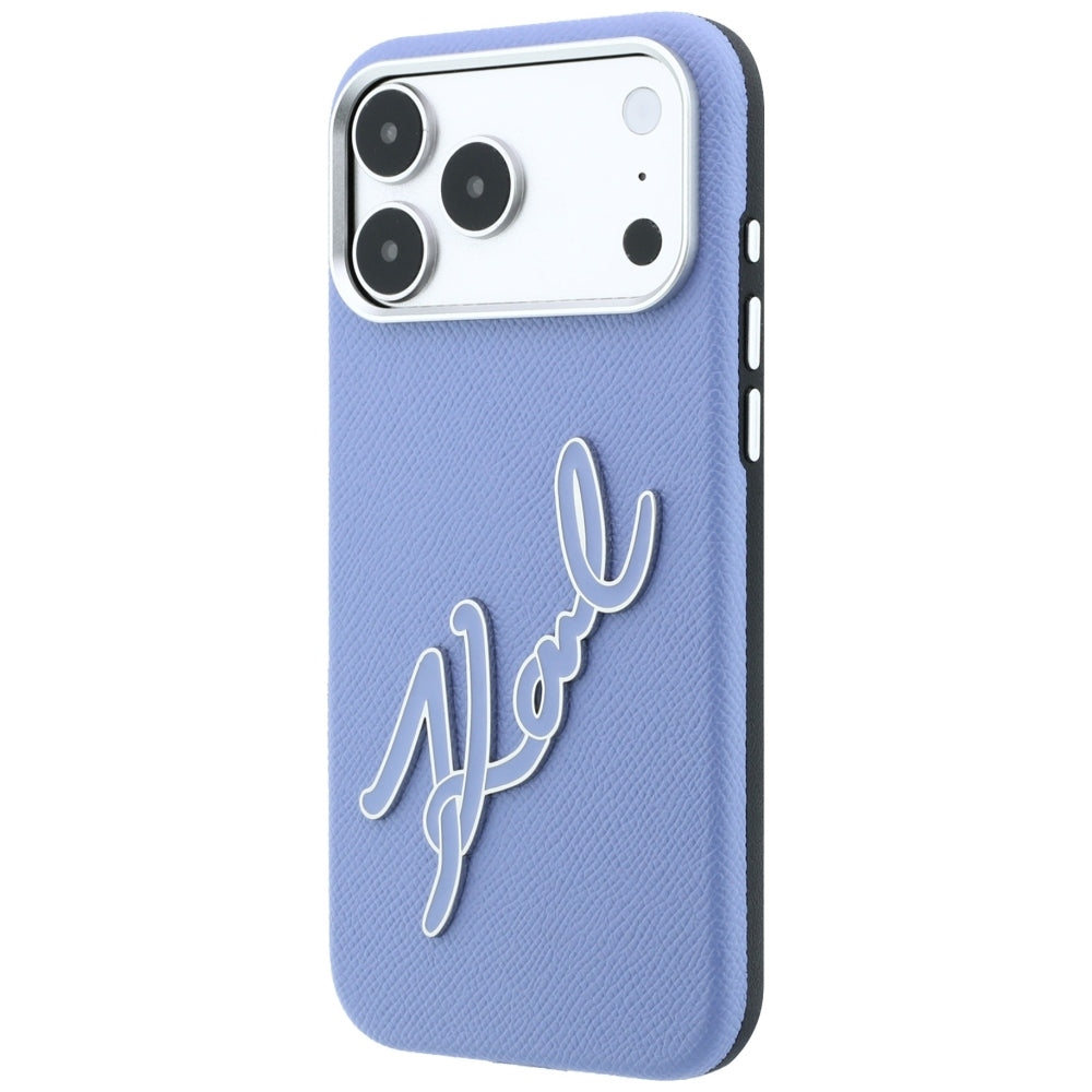 Case for Apple iPhone 18 Pro / 17 Pro, Karl Lagerfeld, Smooth Big Resin Signature Logo, Blue