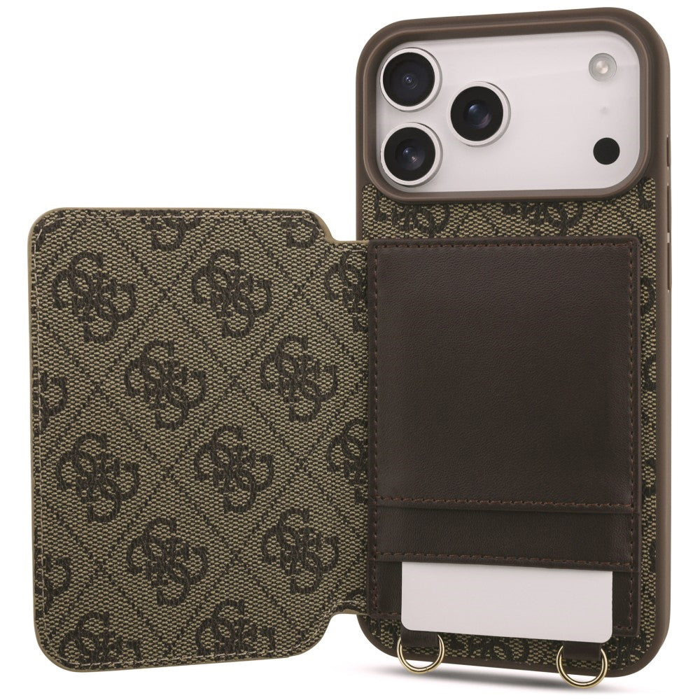 Case for Apple iPhone 18 Pro Max / 17 Pro Max, Guess, 4G Crossbody Cardslot, Brown