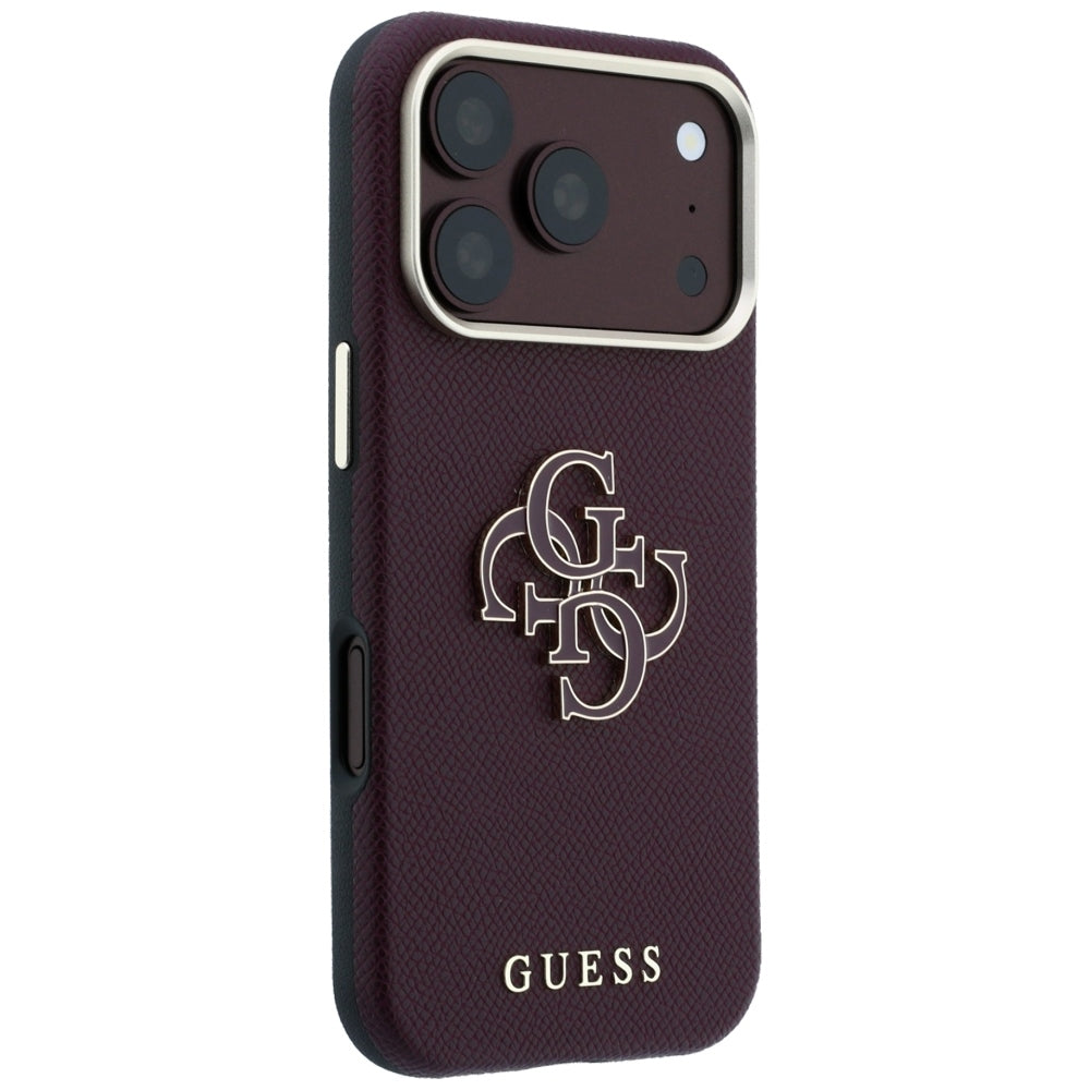 Case for Apple iPhone 18 Pro Max / 17 Pro Max, Guess, Grained Big Resin Logo, Burgundy