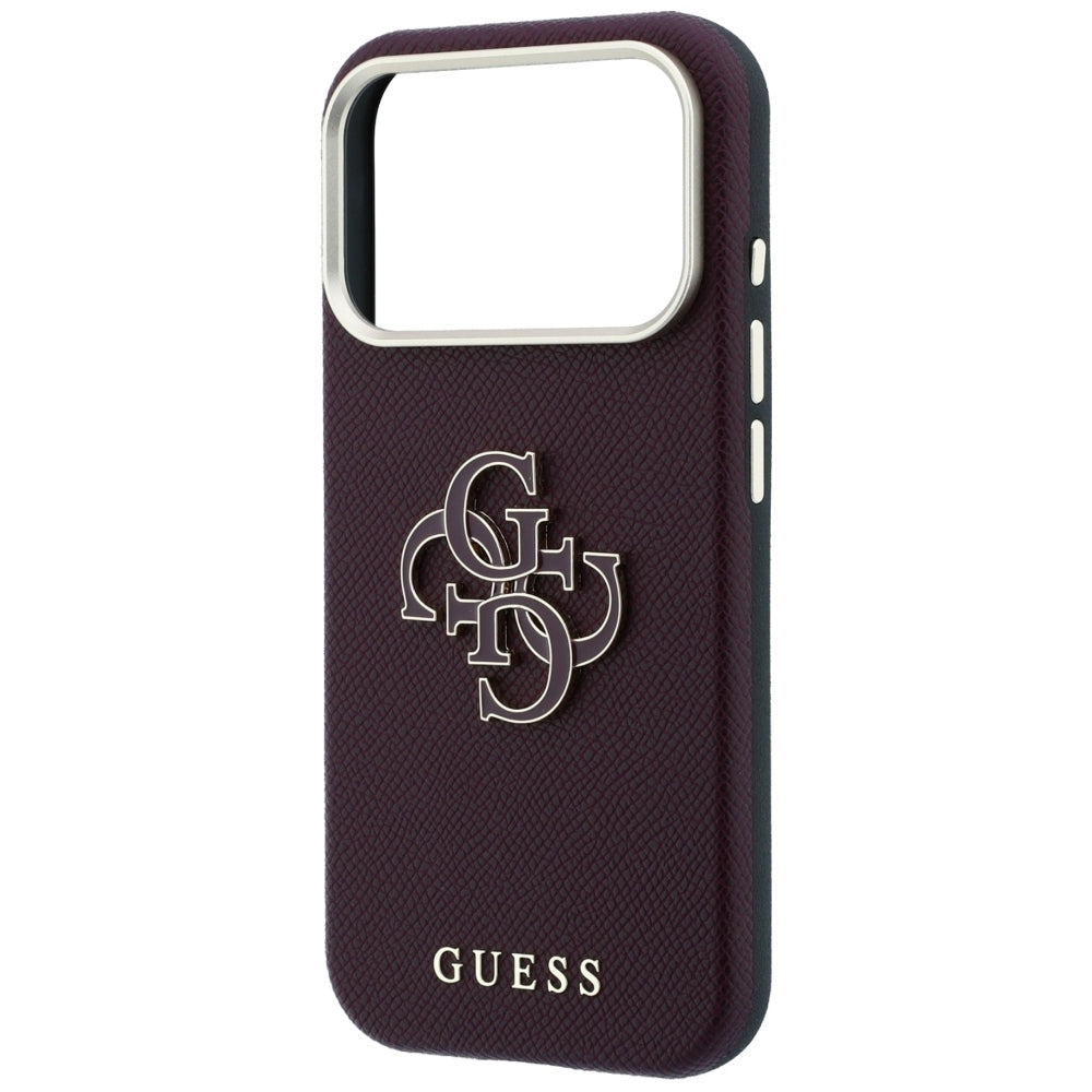 Case for Apple iPhone 18 Pro Max / 17 Pro Max, Guess, Grained Big Resin Logo, Burgundy