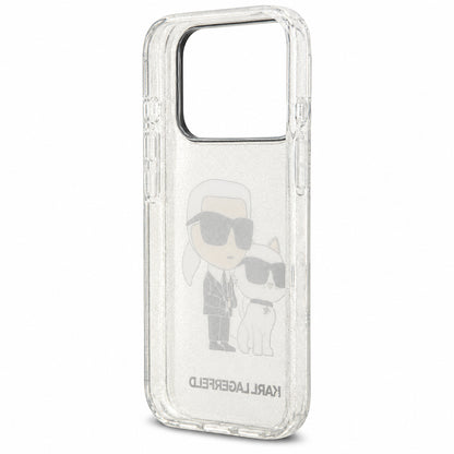 Case for Apple iPhone 18 Pro Max / 17 Pro Max, Karl Lagerfeld, IML Glitter Karl and Choupette NFT, Transparent