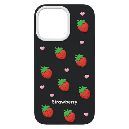 Case for Apple iPhone 16 Pro Max, OEM, Strawberry, Black