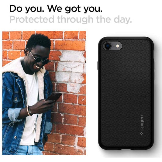 Case for Apple iPhone SE (2022) / SE (2020) / 8 / 7, Spigen, Liquid Air, Black