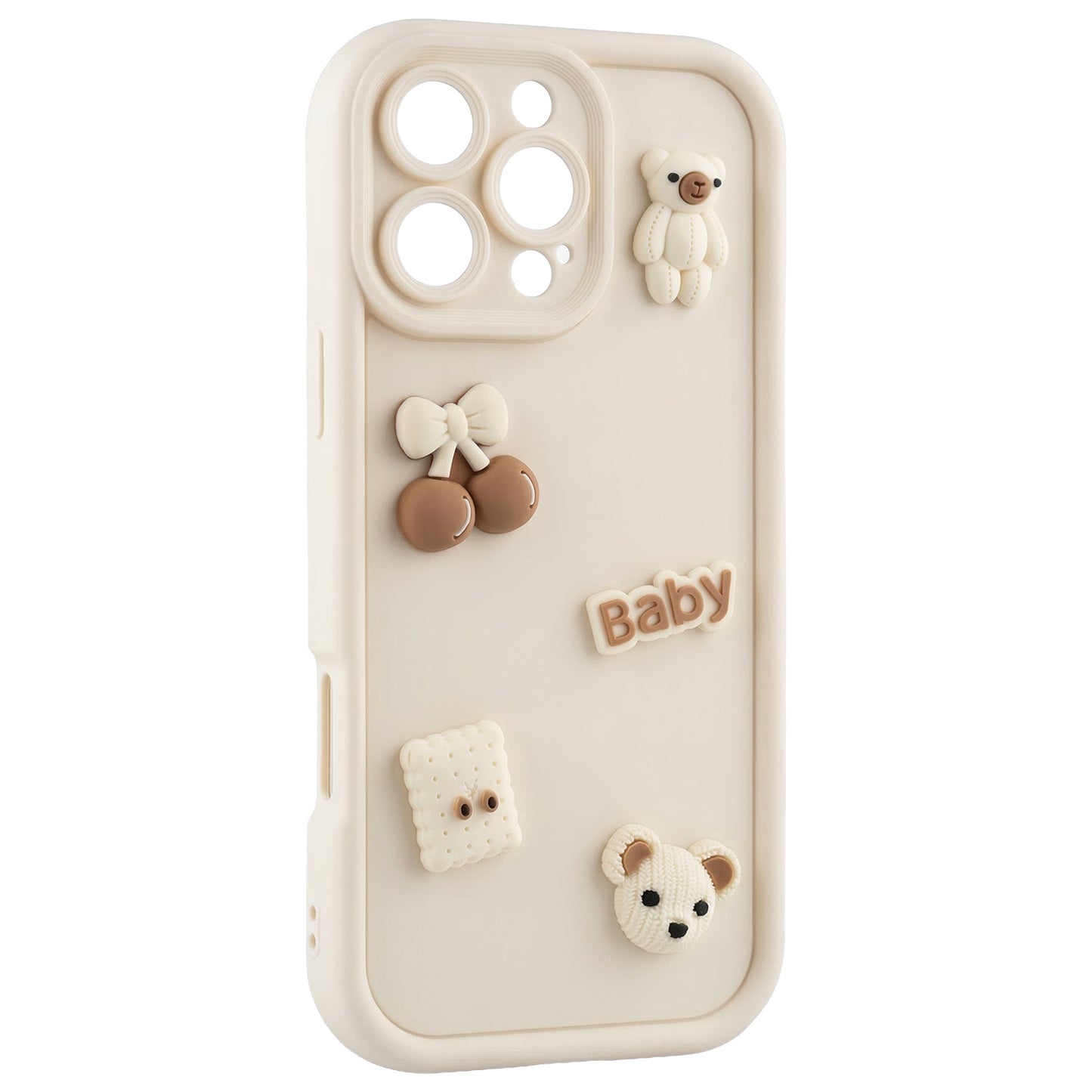 Case for Apple iPhone 15 Pro, OEM, Ultra Trendy 3D Bear, Beige