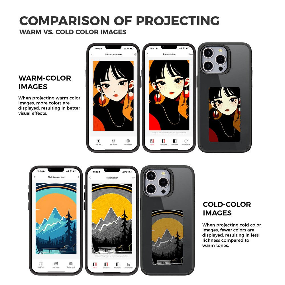 Case for Apple iPhone 15 Pro, OEM, Customized E-Ink Display, Black